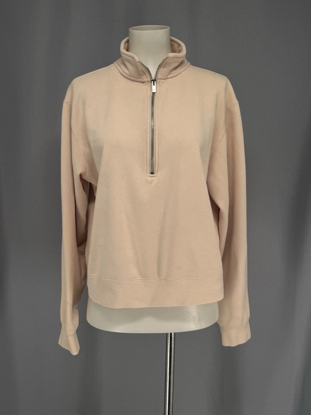Fabletics Sweatshirt Women's Large Pink Go To Half Zip Lightweight Crop Athletic